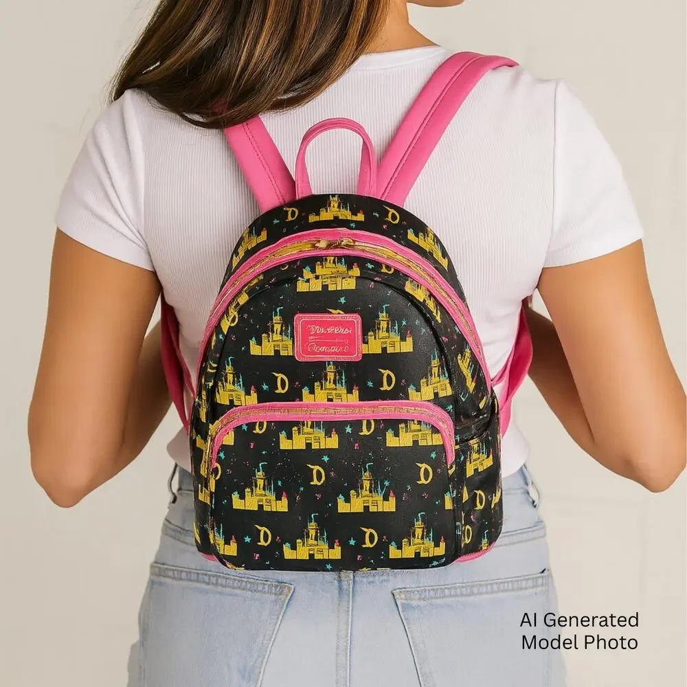 disney castle princess backpack mini Loungefly series sleeping beauty Spell Boutique This dreamy accessory tells Auroras story Beauty and the Beast Belle